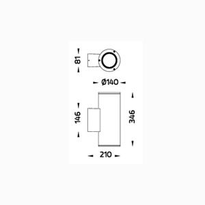 DRAWING โคมไฟติดผนังภายนอก MEDIUM TUBE WALL 5002 PAR30