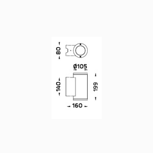 DRAWING โคมไฟติดผนังภายนอก MINI TUBE WALL 5008 GU10