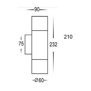 ขนาด โคมไฟติดผนังภายนอก COPP-S2 สีทองแดง
